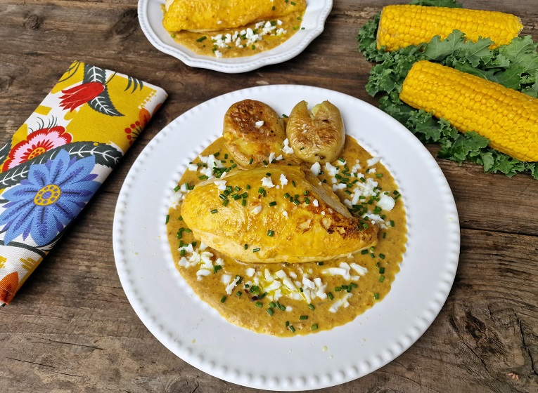 Receta de pechuga de pollo guisada en pepitoria con pollo de Corral