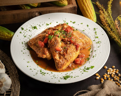 Alitas de pollo al vinagre de Jerez con pollo de Corral de Coren