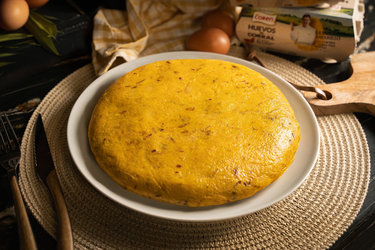 Tortilla de patatas con cebolla caramelizada