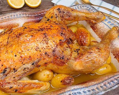 Pollo asaco con patatas perfecto elaborado por Carmen Albo y receta de María Gálvez