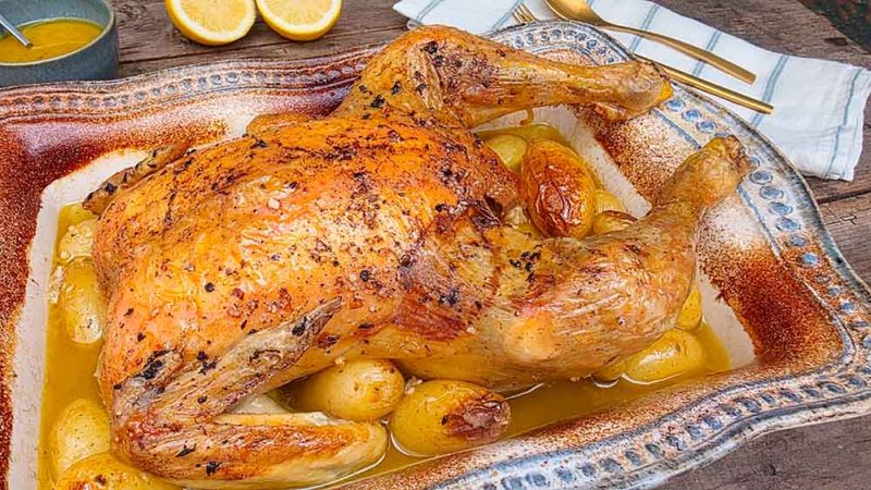 Pollo asaco con patatas perfecto elaborado por Carmen Albo y receta de María Gálvez